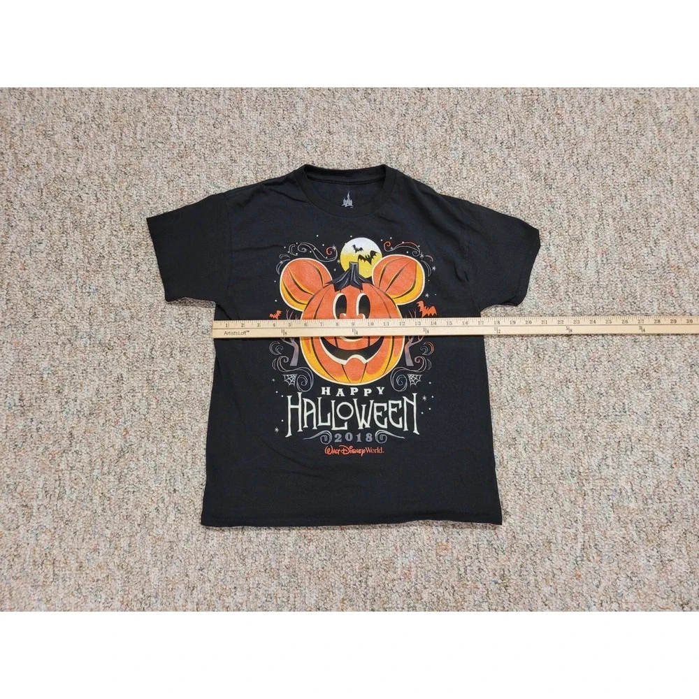 Disney Parks Shirt Kids Large Black Mickey Mouse Pumpkin Happy Halloween 2018